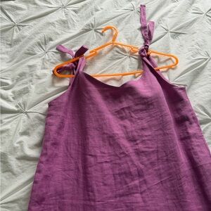 Pink linen Sleeveless Dress